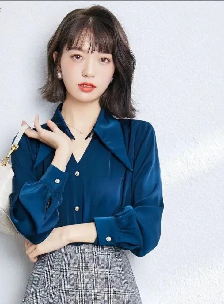 Sarah Collar Long Sleeve Top Blouse